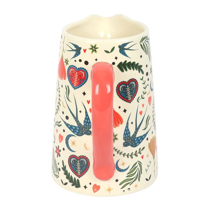 Something Different - Cream Folk Print Ceramic Flower Jug