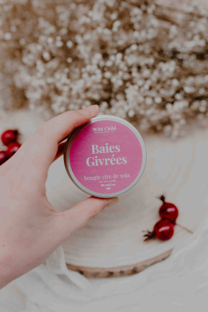 WILD CHILD Bougies & Co - “Frosted berries” Christmas candle - Vegetable wax - 15h