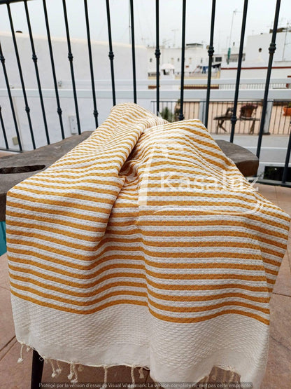 KASALUZ - Fouta Atlántico Curry 100% cotton honeycomb