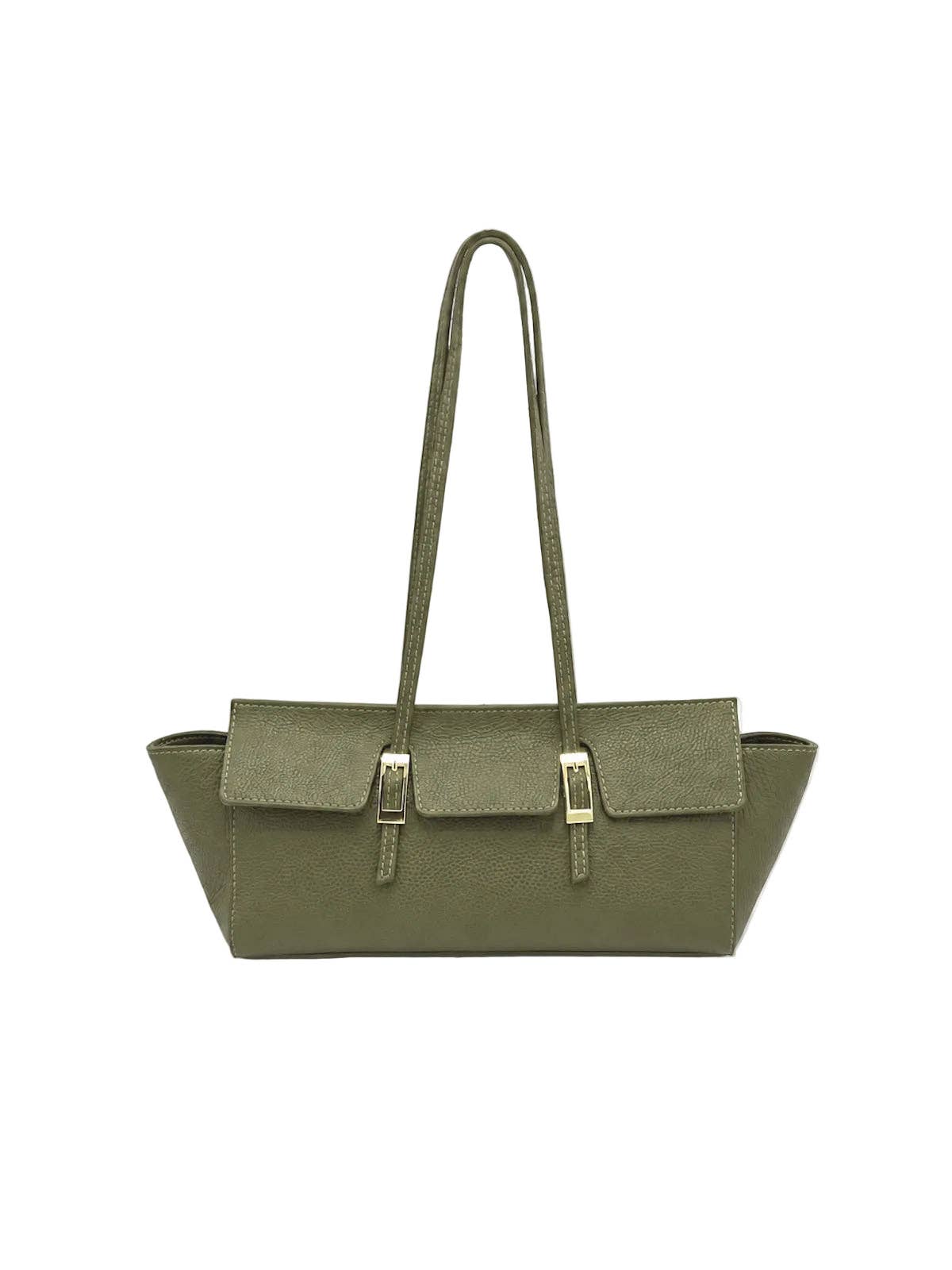 Suie Valentini srl - Women's Genuine Leather East-West Tote Bag with Double Buckle Detail, Made in Italy, art. 112791