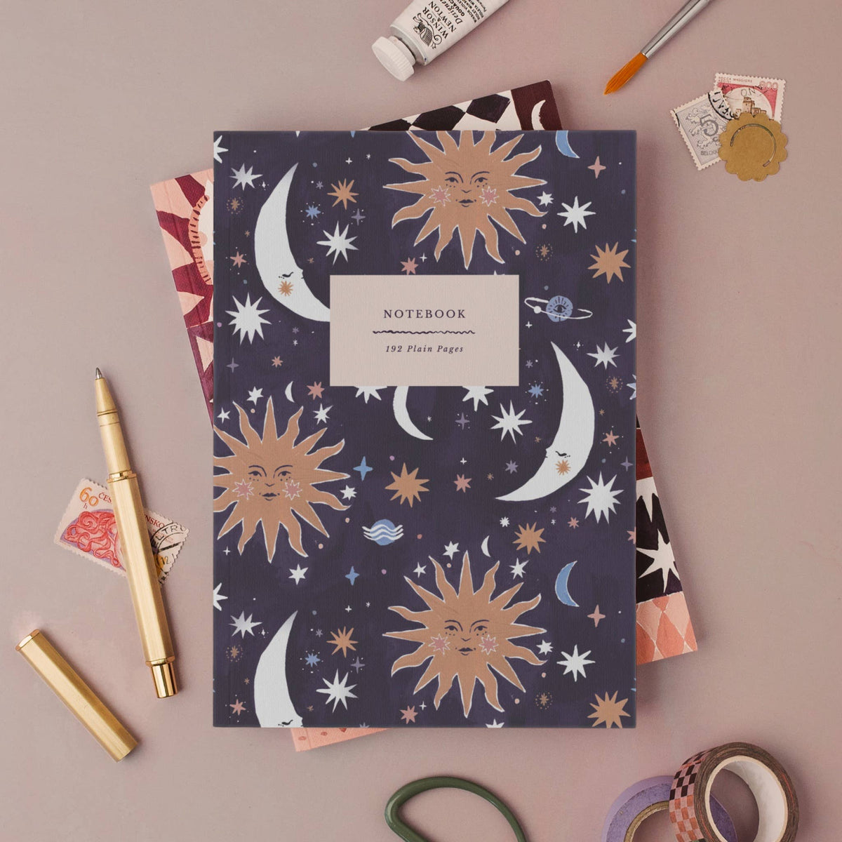 Sister Paper Co. - Sun And Moon Notebook | Plain Page Journal | Blank Notebooks