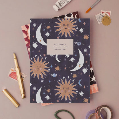 Sister Paper Co. - Sun And Moon Notebook | Plain Page Journal | Blank Notebooks