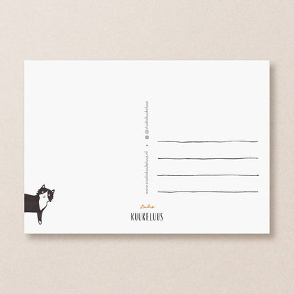 Studio Kuukeluus - Black Cat and Tulips Postcard