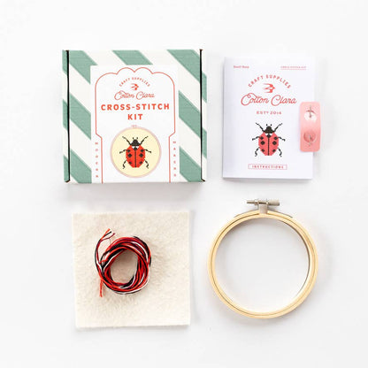 Cotton Clara Craft Kits & Supplies - Beginner Ladybird Ladybug Cross Stitch Kit