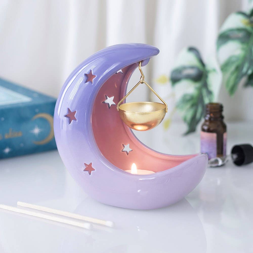 Something Different - Purple Pastel Crescent Moon Hanging Oil Burner