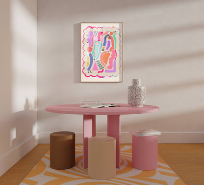 Kate Fox Design - Abstract Art Print, Colourful, Shapes, Modern Art, Pink, (Co