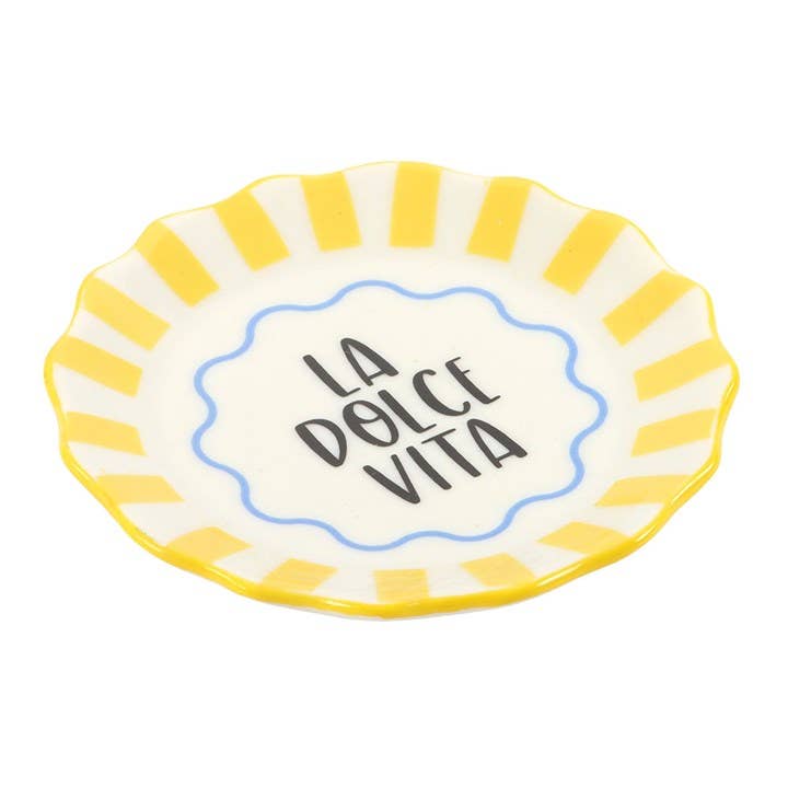 Something Different - Yellow Striped La Dolce Vita Trinket Dish