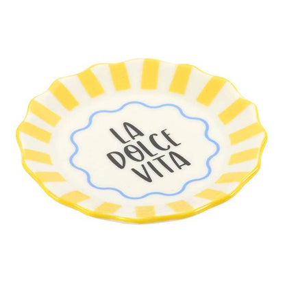 Something Different - Yellow Striped La Dolce Vita Trinket Dish