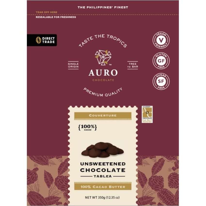 Auro Chocolate: Unsweetened 100% Cacao Tablea
